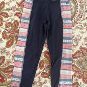 Matilda Jane Navy Leggings with Pink and Light Blue Patterns - Size 10